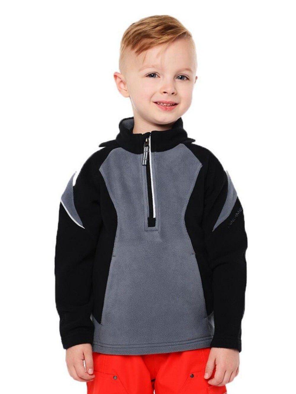 Obermeyer Kids Ruckus Fleece Quarter Zip Pullover With Pockets Gray Black Medium